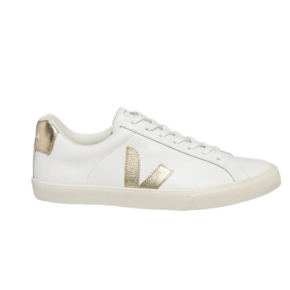 Veja Esplar Logo Sneakers Leather Extra White Platine  Gold US 7 EUR 38